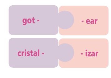 got- + -ear · cristal- + -izar